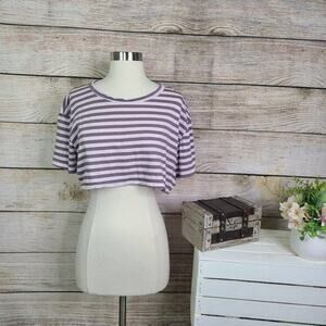 NWT LF‎ Emma & Sam Pink and Grey Striped Crop Top
